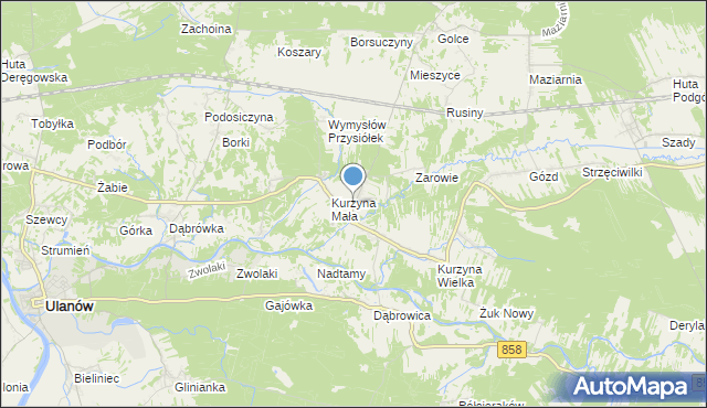 mapa Kurzyna Średnia, Kurzyna Średnia na mapie Targeo